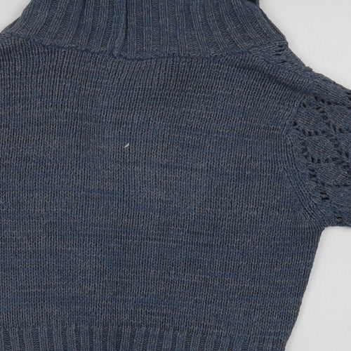 BHS Womens Blue Collared  Acrylic Cardigan Jumper Size 12