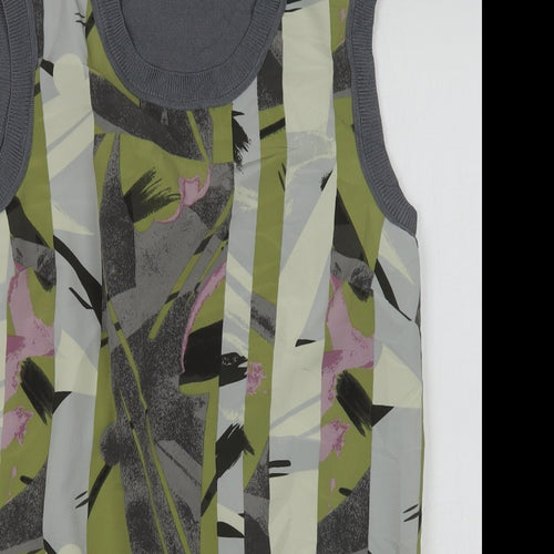 NEXT Womens Grey Geometric Viscose Basic Blouse Size 8 Crew Neck
