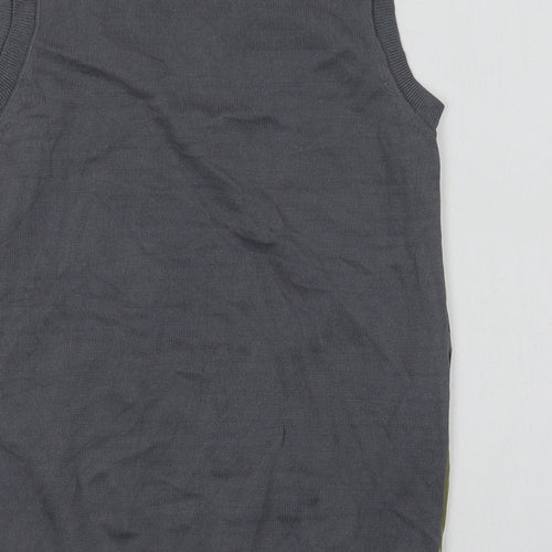 NEXT Womens Grey Geometric Viscose Basic Blouse Size 8 Crew Neck