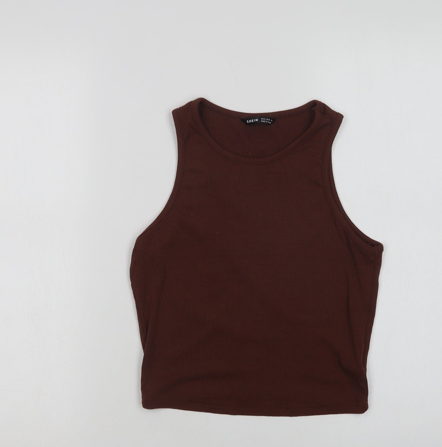 SheIn Womens Brown  Viscose Cropped Tank Size M Crew Neck