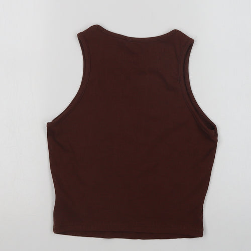 SheIn Womens Brown  Viscose Cropped Tank Size M Crew Neck
