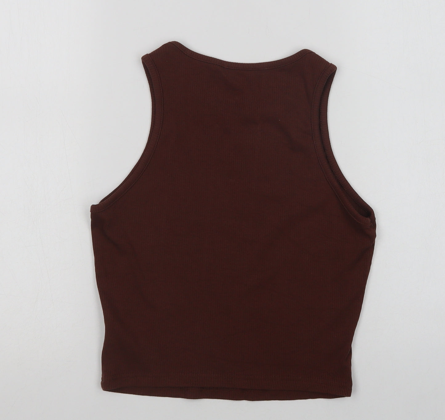 SheIn Womens Brown  Viscose Cropped Tank Size M Crew Neck