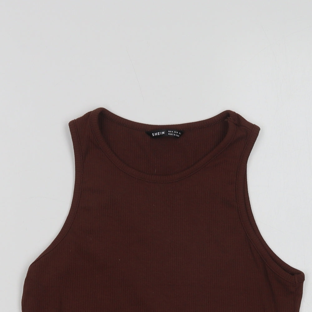 SheIn Womens Brown  Viscose Cropped Tank Size M Crew Neck