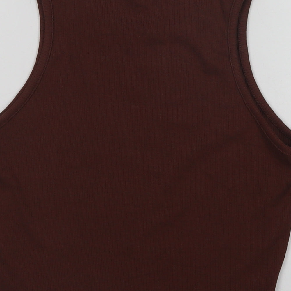 SheIn Womens Brown  Viscose Cropped Tank Size M Crew Neck