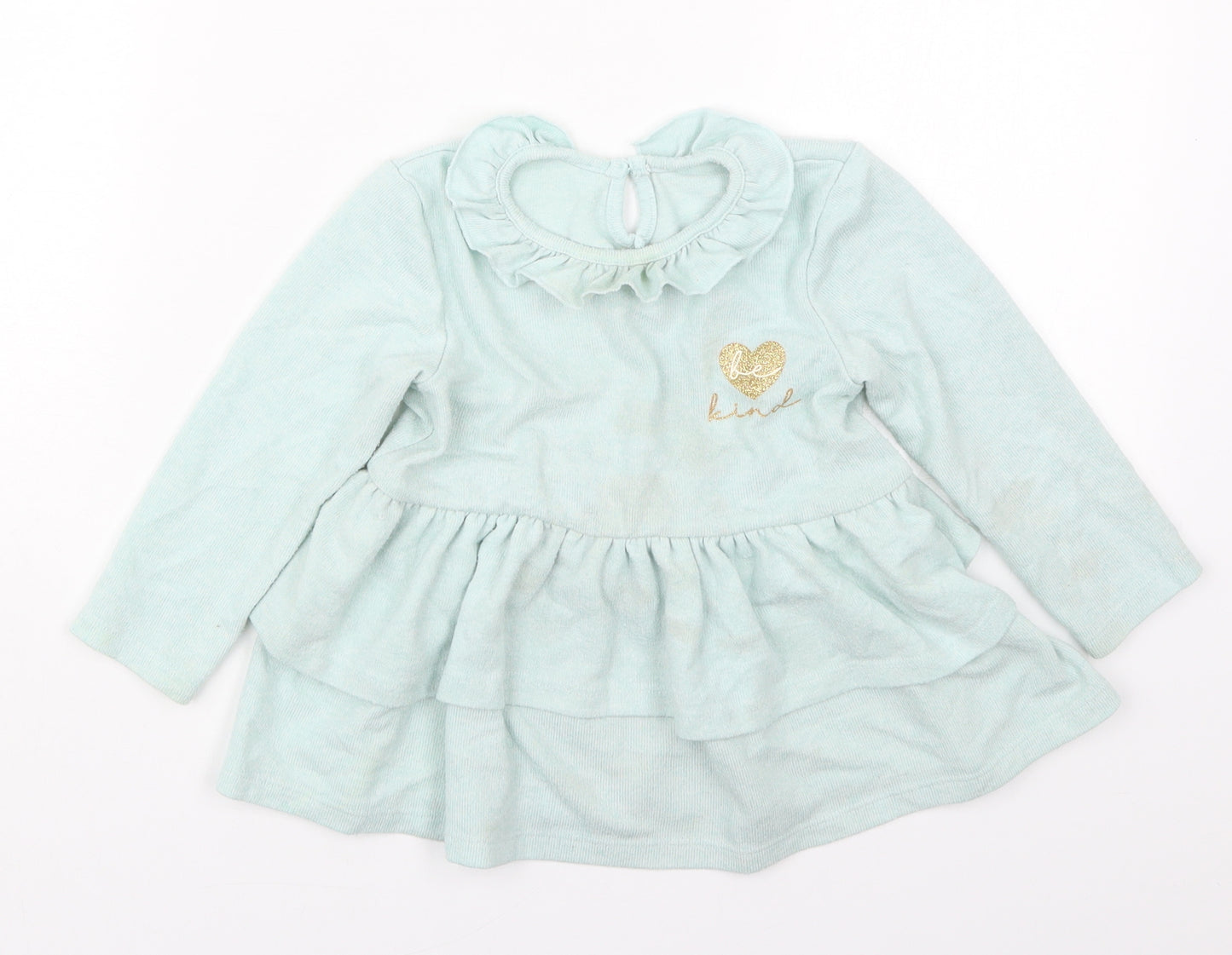 Matalan Girls Green  Polyester Skater Dress  Size 4-5 Years  Round Neck Button - Be Kind