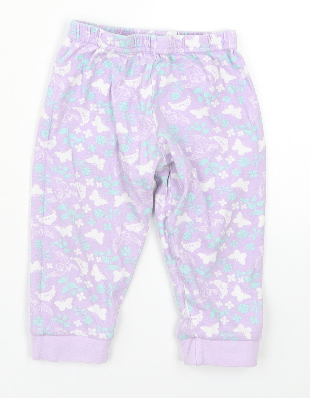 Dunnes Girls Purple  Cotton Sweatpants Trousers Size 18-24 Months   - Butterfly Pyjama Pants