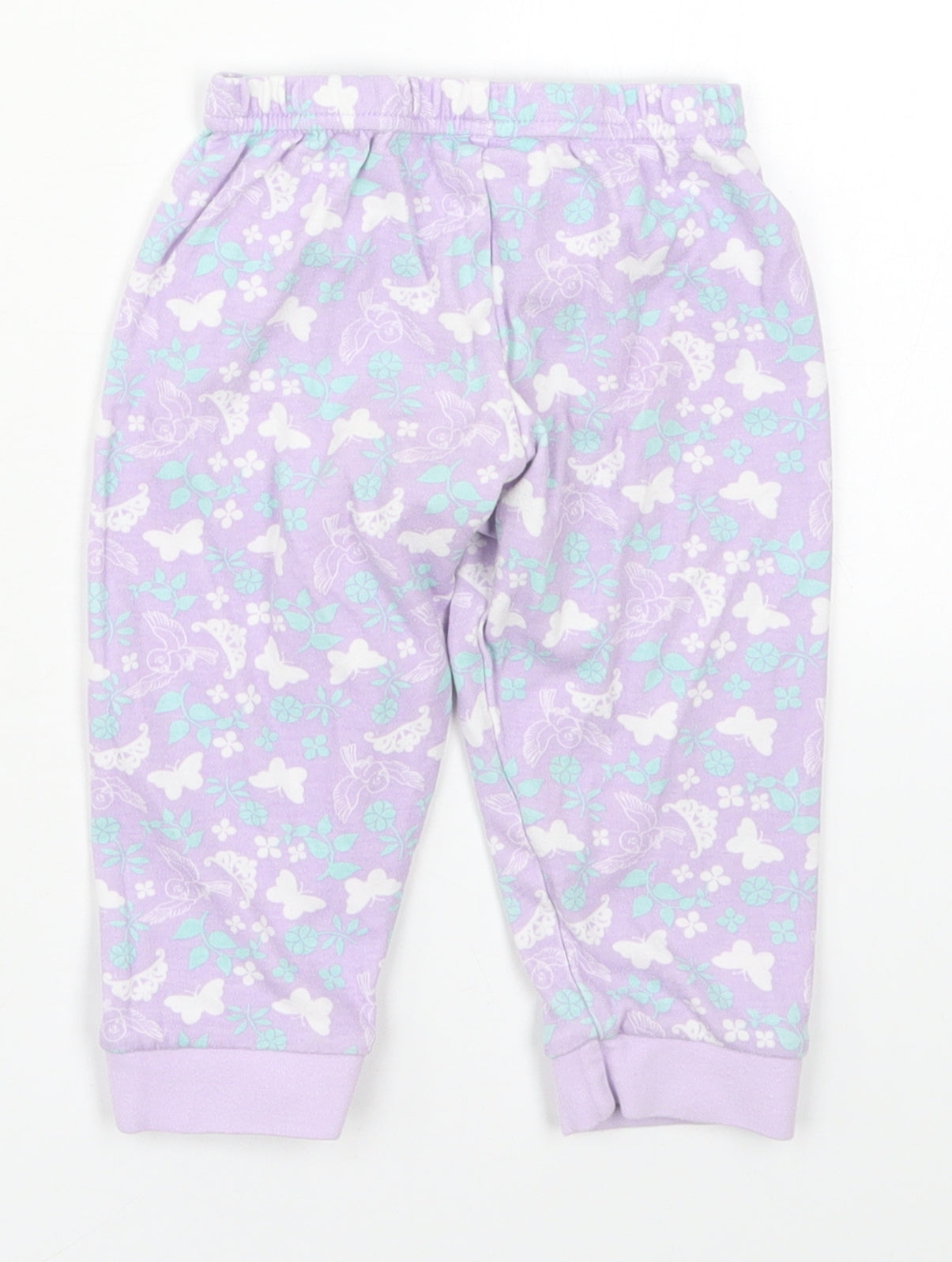 Dunnes Girls Purple  Cotton Sweatpants Trousers Size 18-24 Months   - Butterfly Pyjama Pants