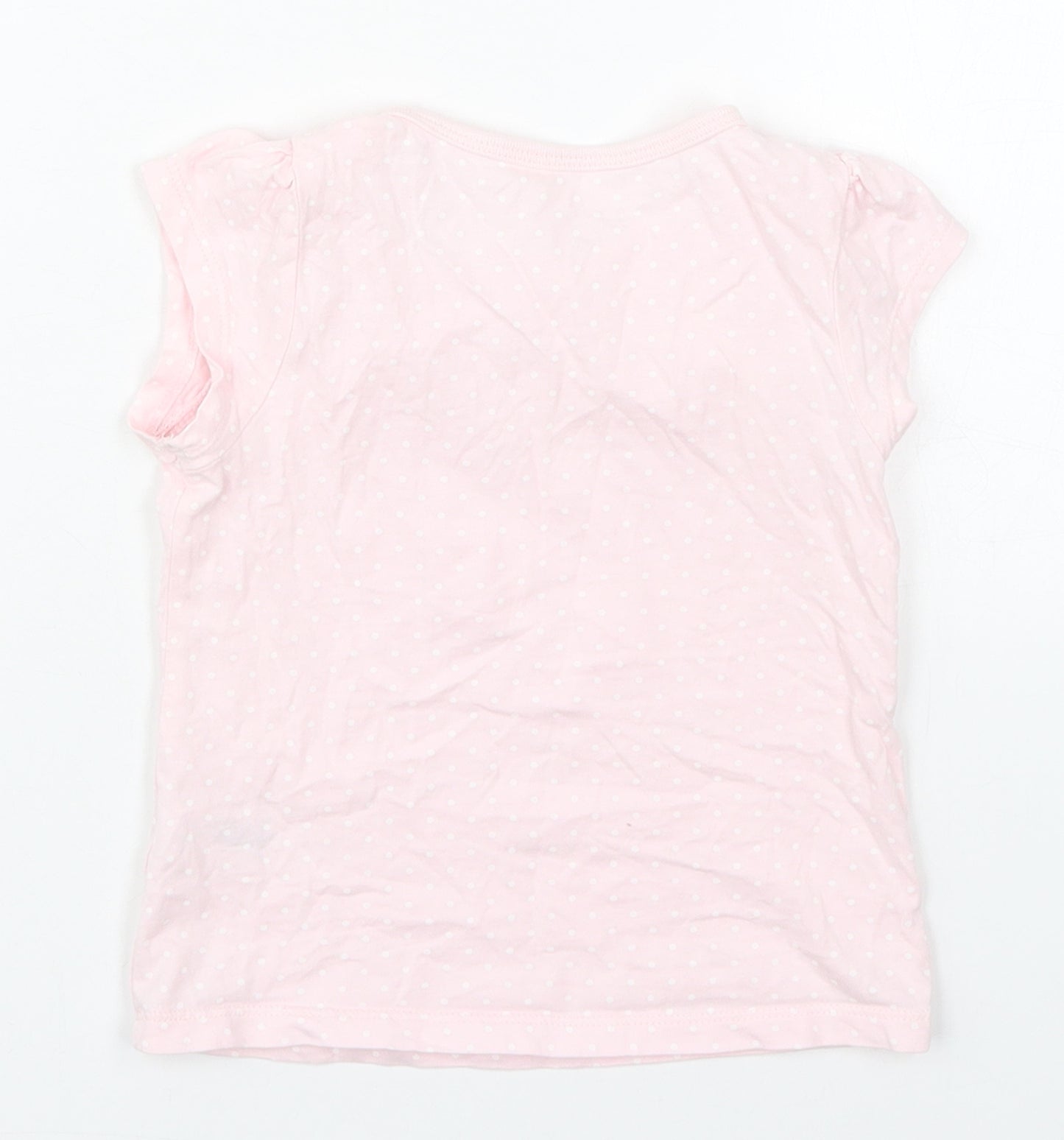 George Girls Pink Polka Dot Cotton Basic T-Shirt Size 2-3 Years Crew Neck Pullover