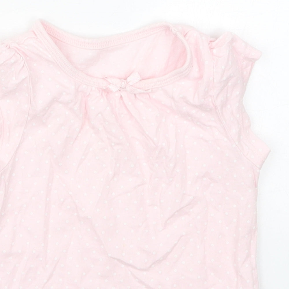 George Girls Pink Polka Dot Cotton Basic T-Shirt Size 2-3 Years Crew Neck Pullover