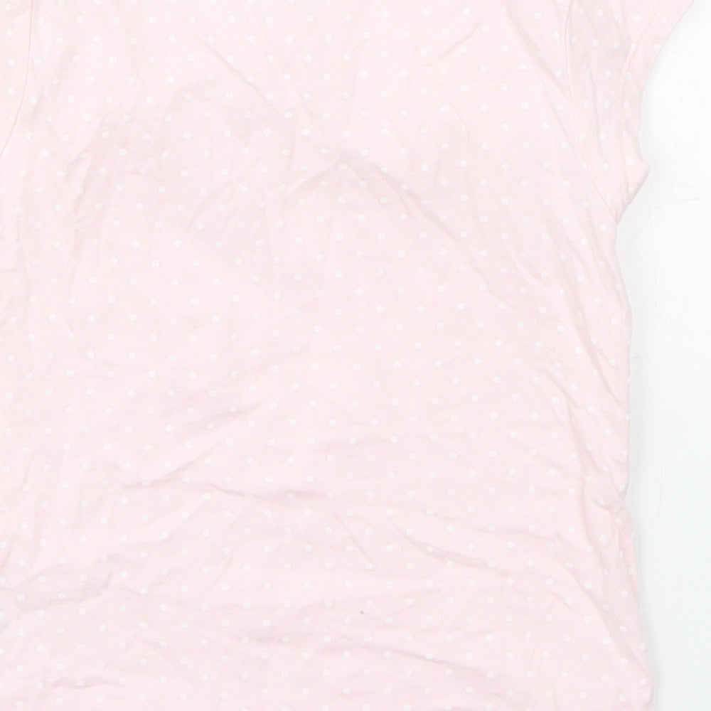 George Girls Pink Polka Dot Cotton Basic T-Shirt Size 2-3 Years Crew Neck Pullover