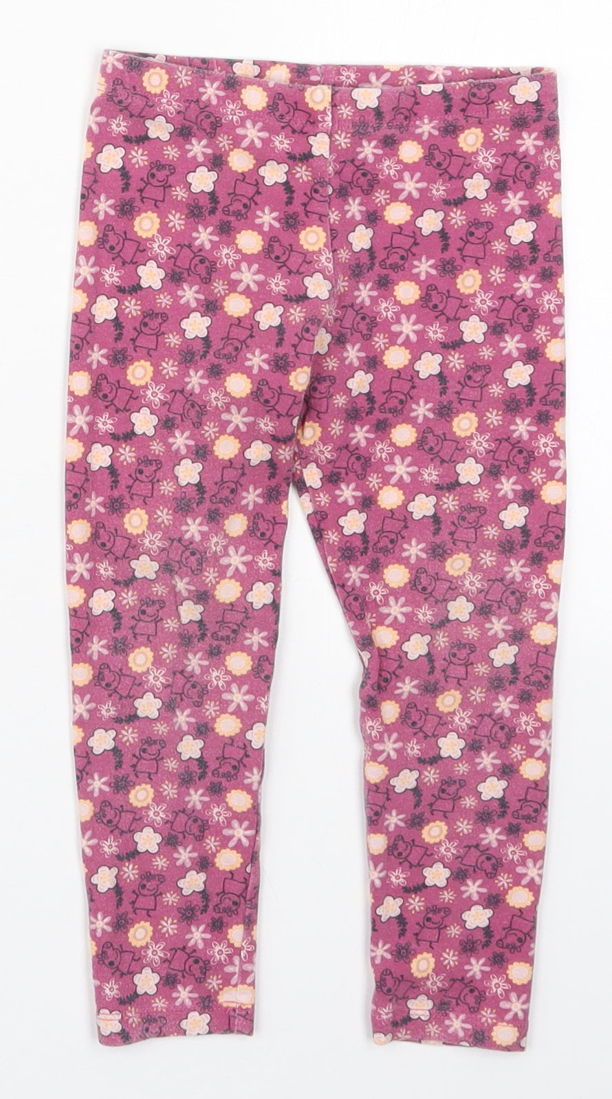 Prewor Girls Pink Floral Cotton Carrot Trousers Size 2-3 Years  Regular  - Peppa Pig