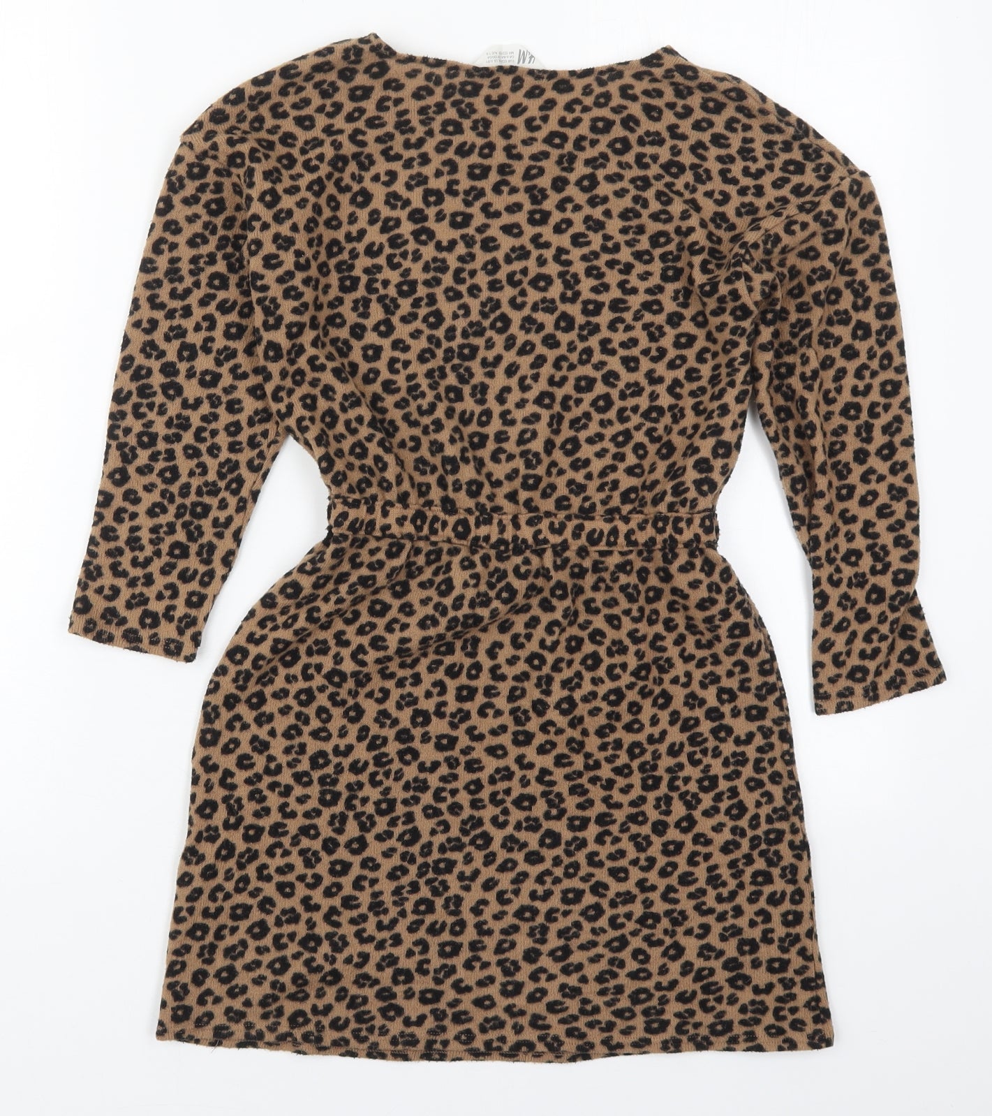 H&M Girls Brown Animal Print Polyester Skater Dress  Size 7-8 Years  Round Neck Pullover - Heart