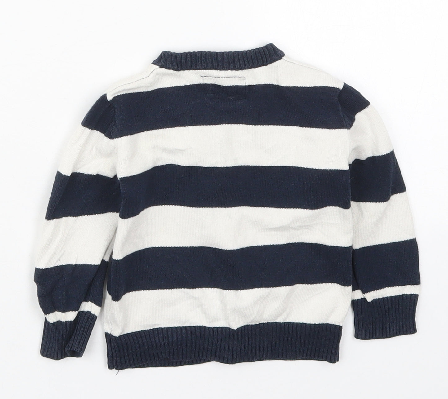 Primark Boys Blue Striped Cotton Cardigan Jumper Size 9-12 Months  Button