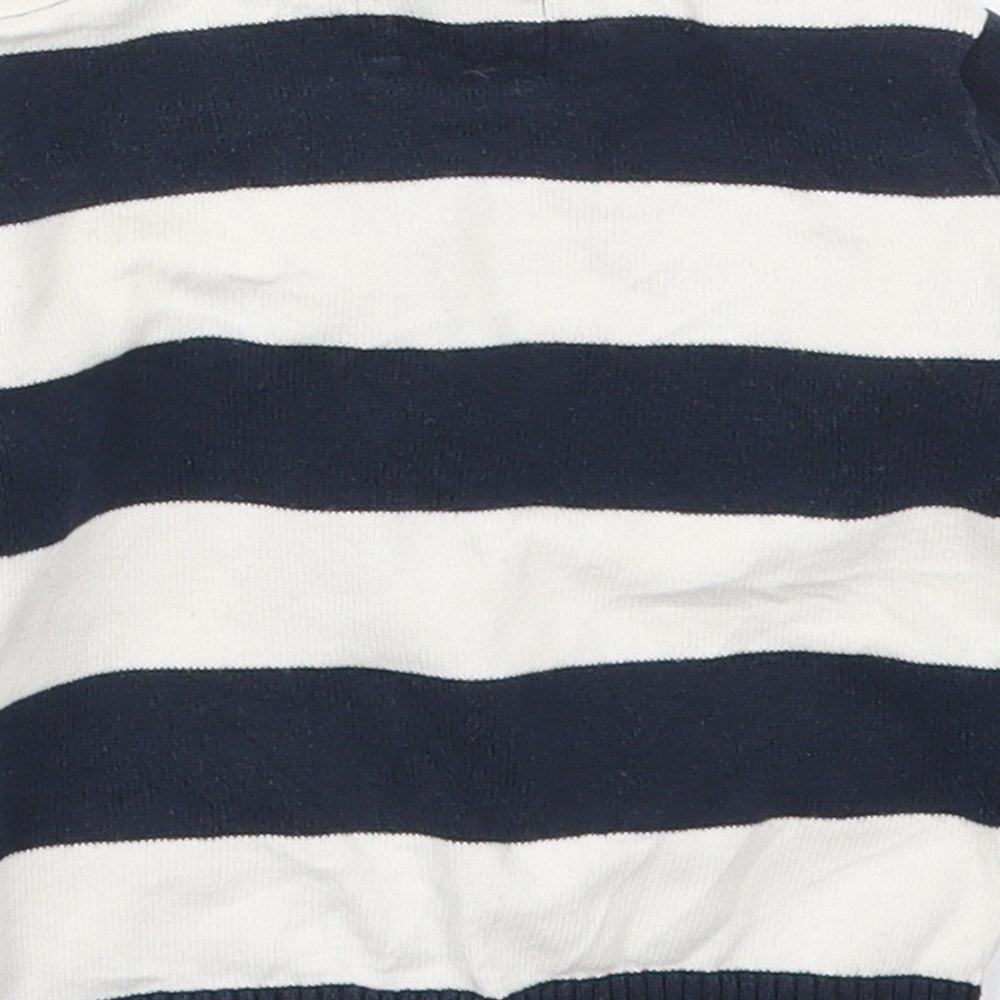 Primark Boys Blue Striped Cotton Cardigan Jumper Size 9-12 Months  Button