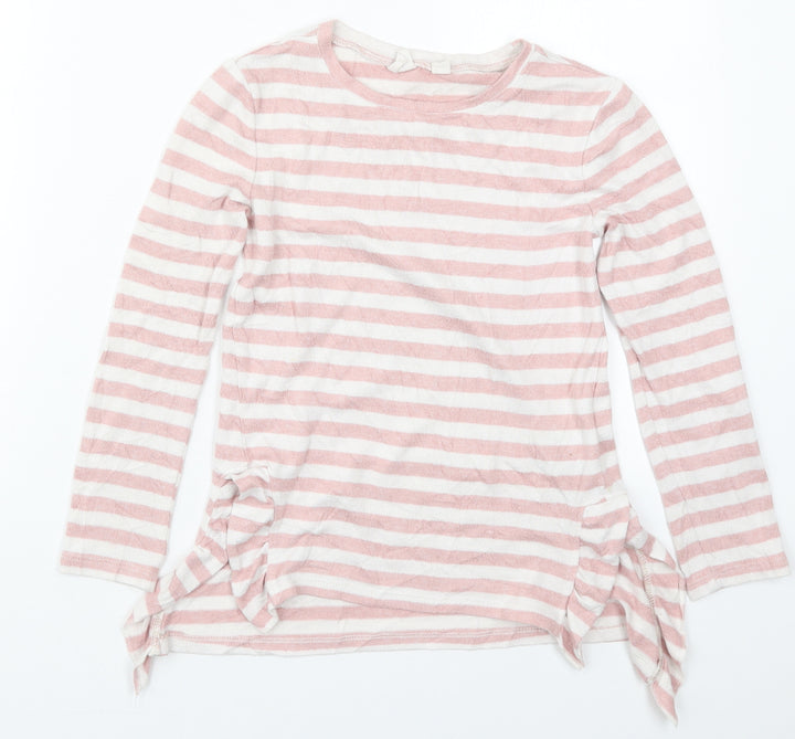 Gap Girls Pink Round Neck Striped Viscose Pullover Jumper Size 5 Years Pullover
