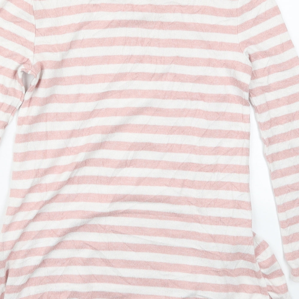 Gap Girls Pink Round Neck Striped Viscose Pullover Jumper Size 5 Years  Pullover