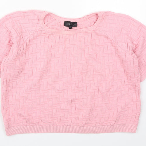 Topshop Womens Pink Crew Neck  Cotton Pullover Jumper Size 8