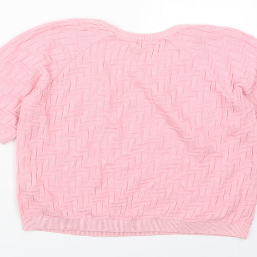 Topshop Womens Pink Crew Neck  Cotton Pullover Jumper Size 8