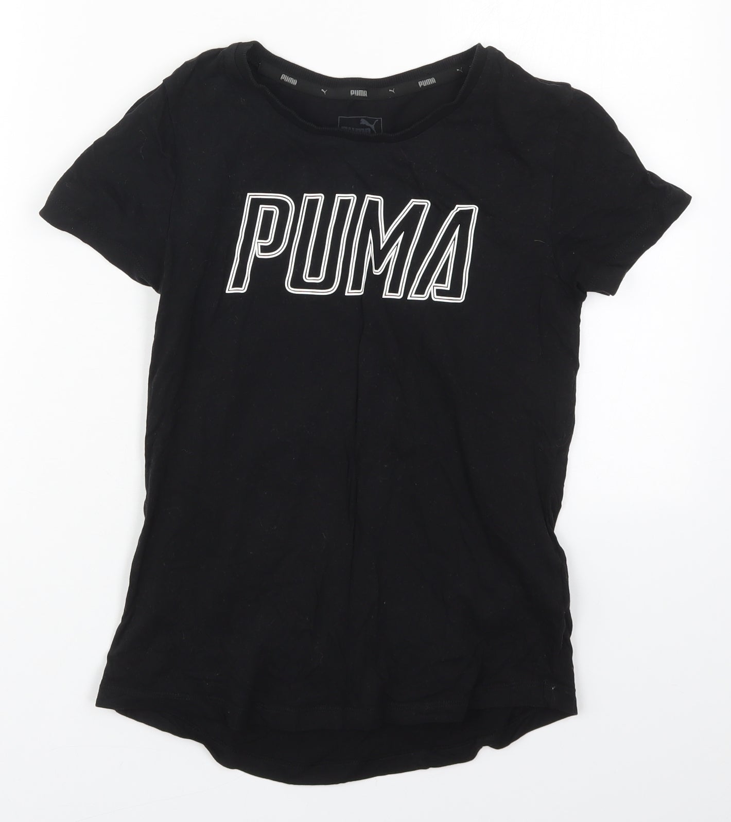 PUMA Womens Black  Cotton Basic T-Shirt Size S Crew Neck