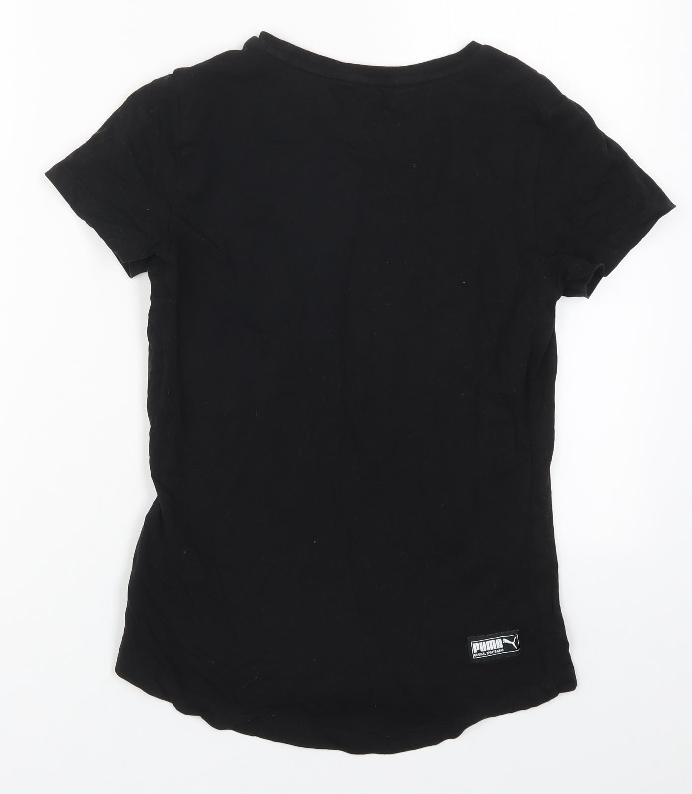 PUMA Womens Black  Cotton Basic T-Shirt Size S Crew Neck