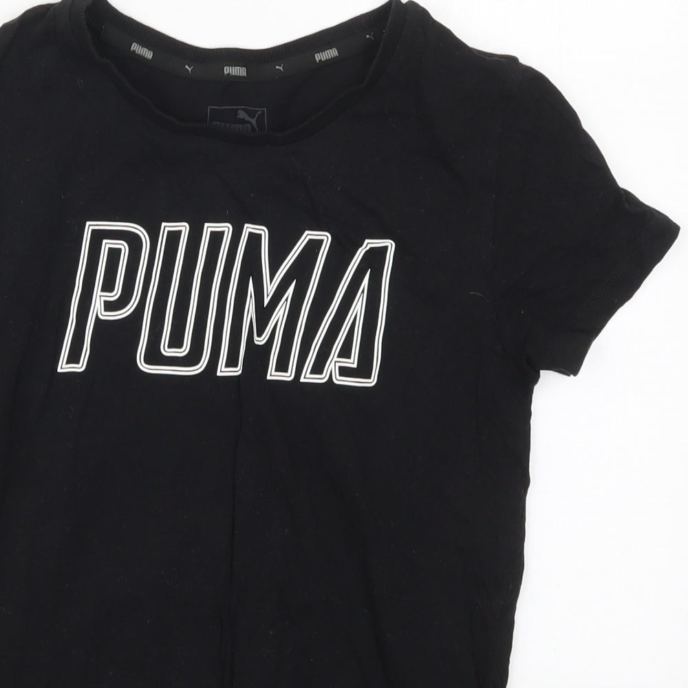 PUMA Womens Black  Cotton Basic T-Shirt Size S Crew Neck