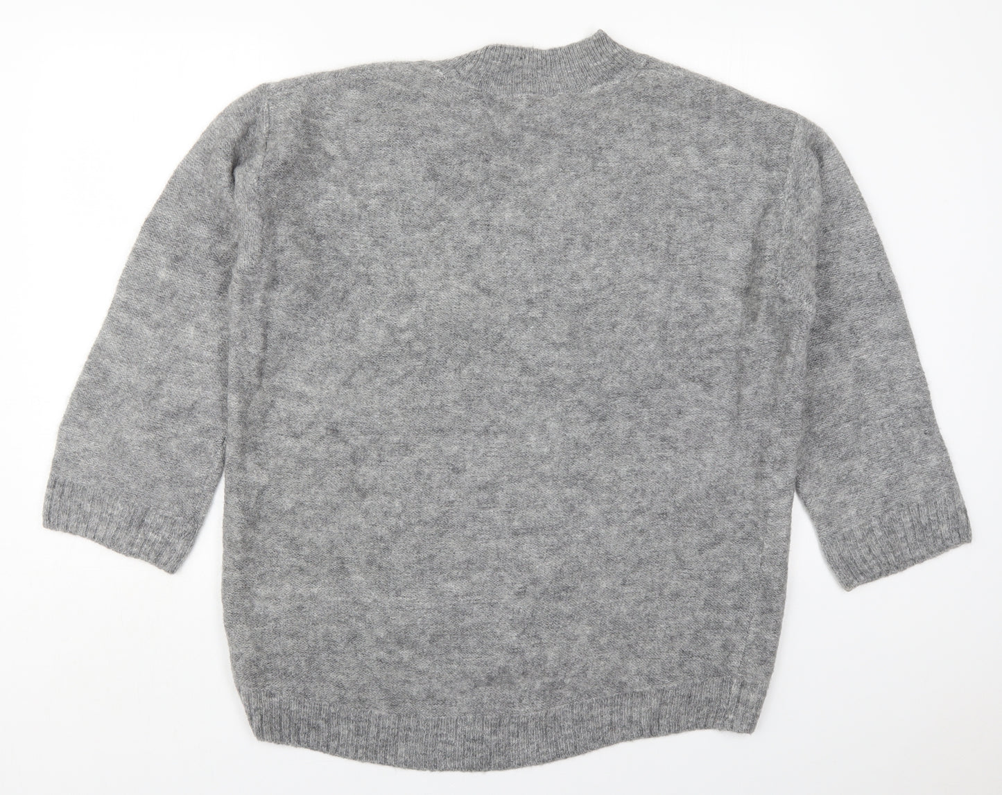 H&M Womens Grey V-Neck  Acrylic Pullover Jumper Size M
