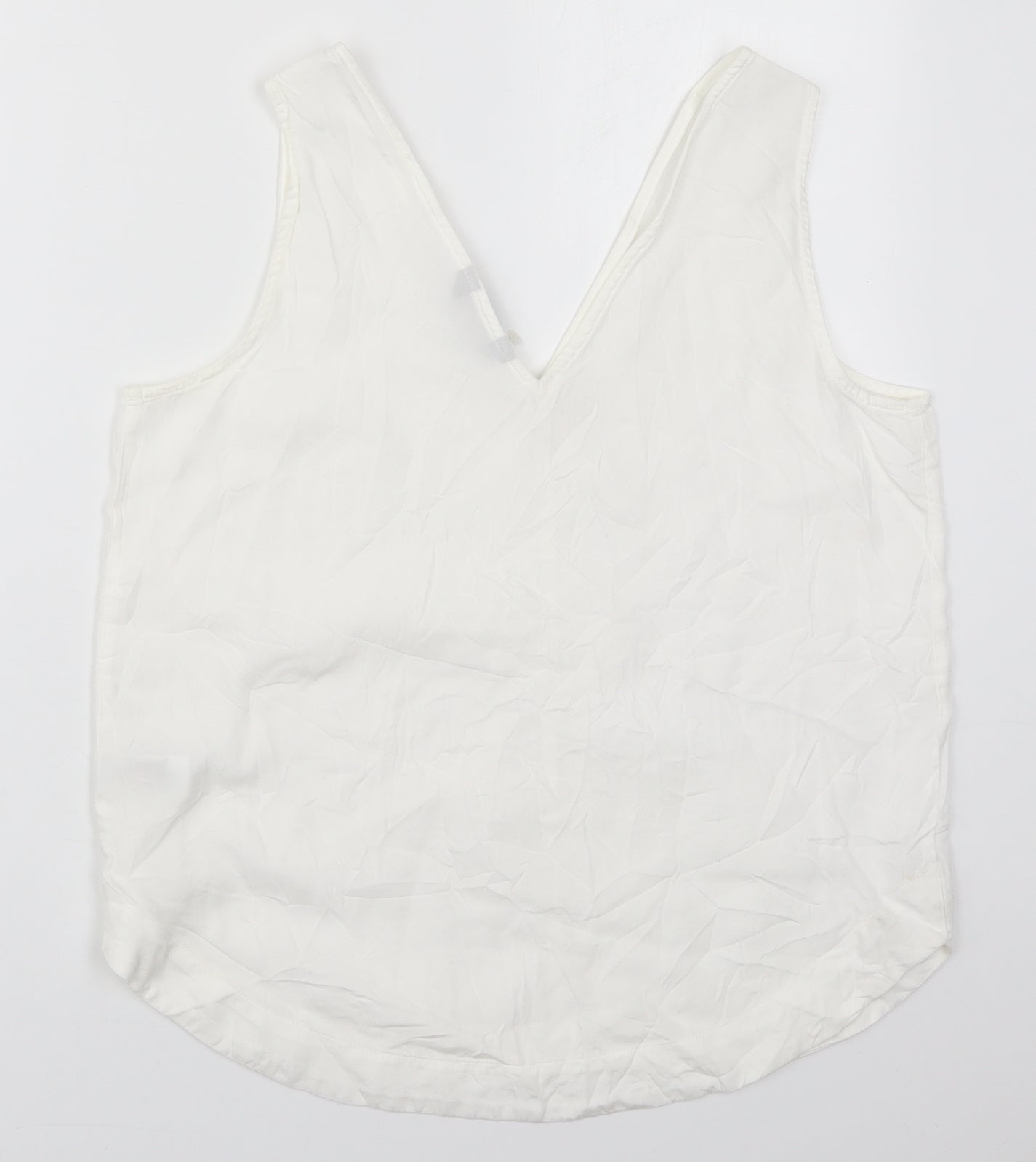 Marks and Spencer Womens White  Lyocell Basic Tank Size 12 V-Neck