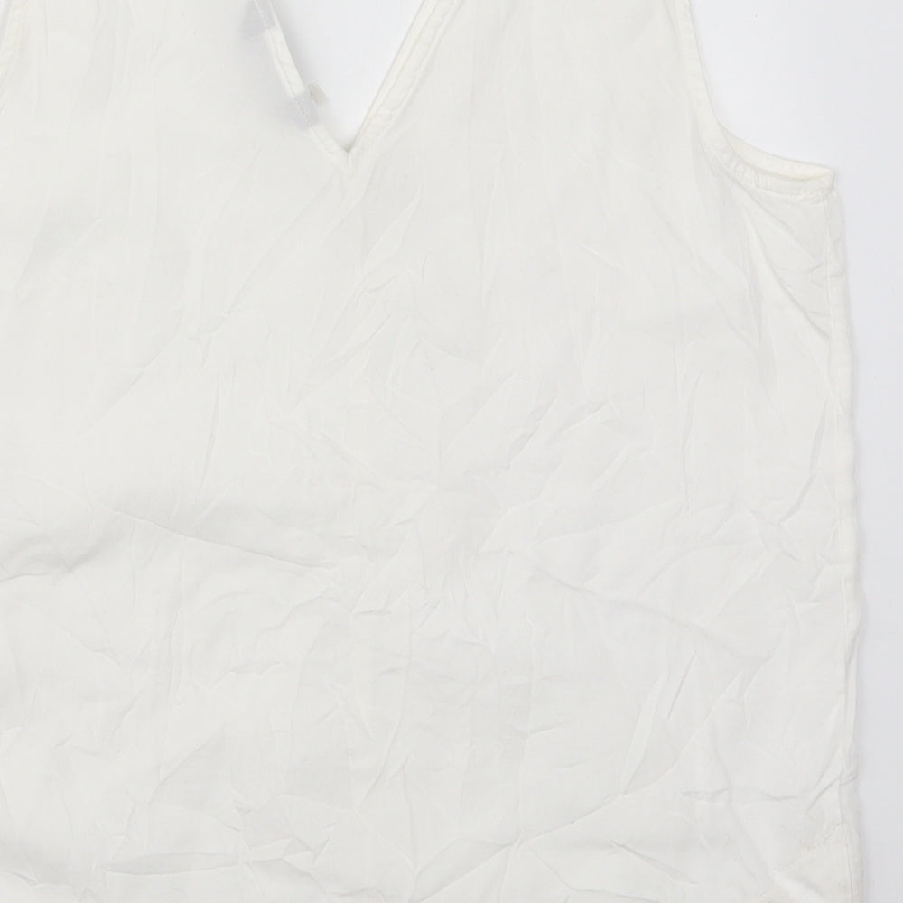 Marks and Spencer Womens White  Lyocell Basic Tank Size 12 V-Neck