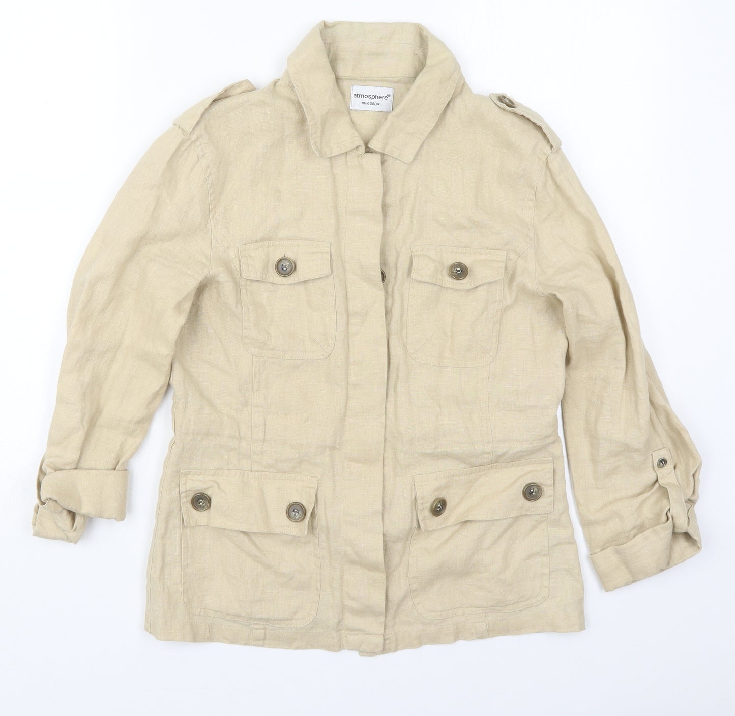 Atmosphere Womens Beige   Jacket  Size 10  Button