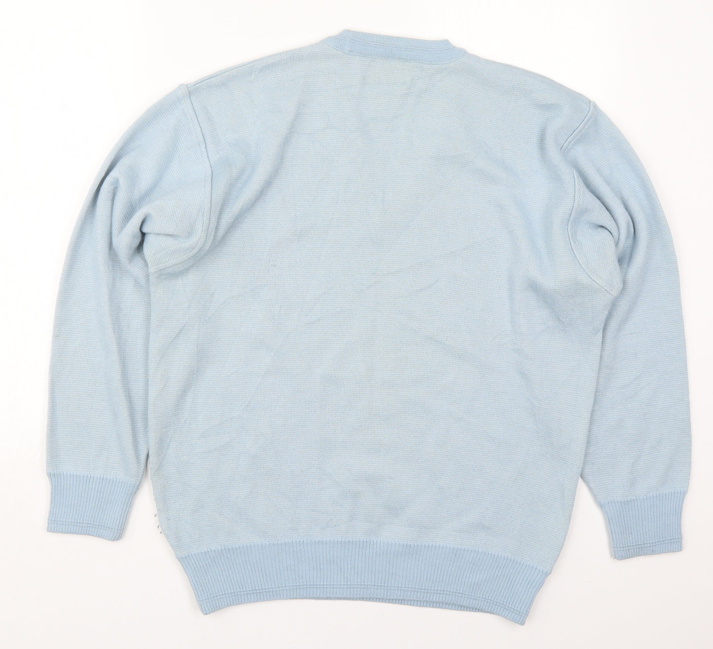 Pierre Sangan Mens Blue V-Neck  Acrylic Pullover Jumper Size M   - Abstract
