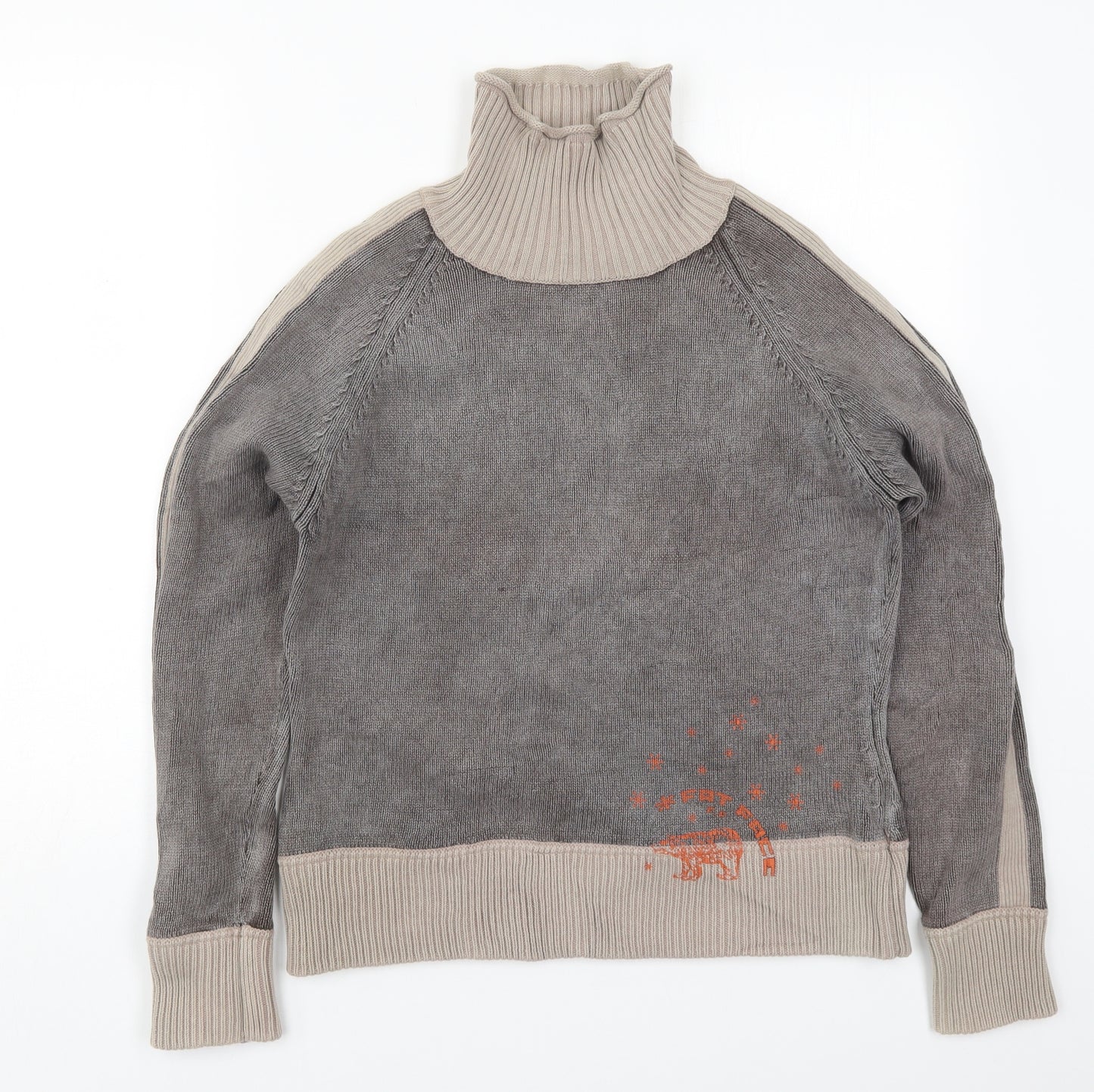 Fat Face Womens Grey High Neck  Cotton Pullover Jumper Size 12