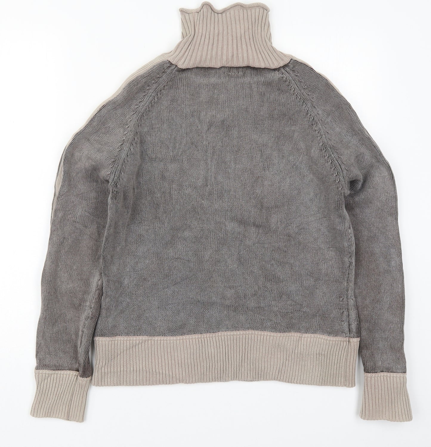 Fat Face Womens Grey High Neck  Cotton Pullover Jumper Size 12
