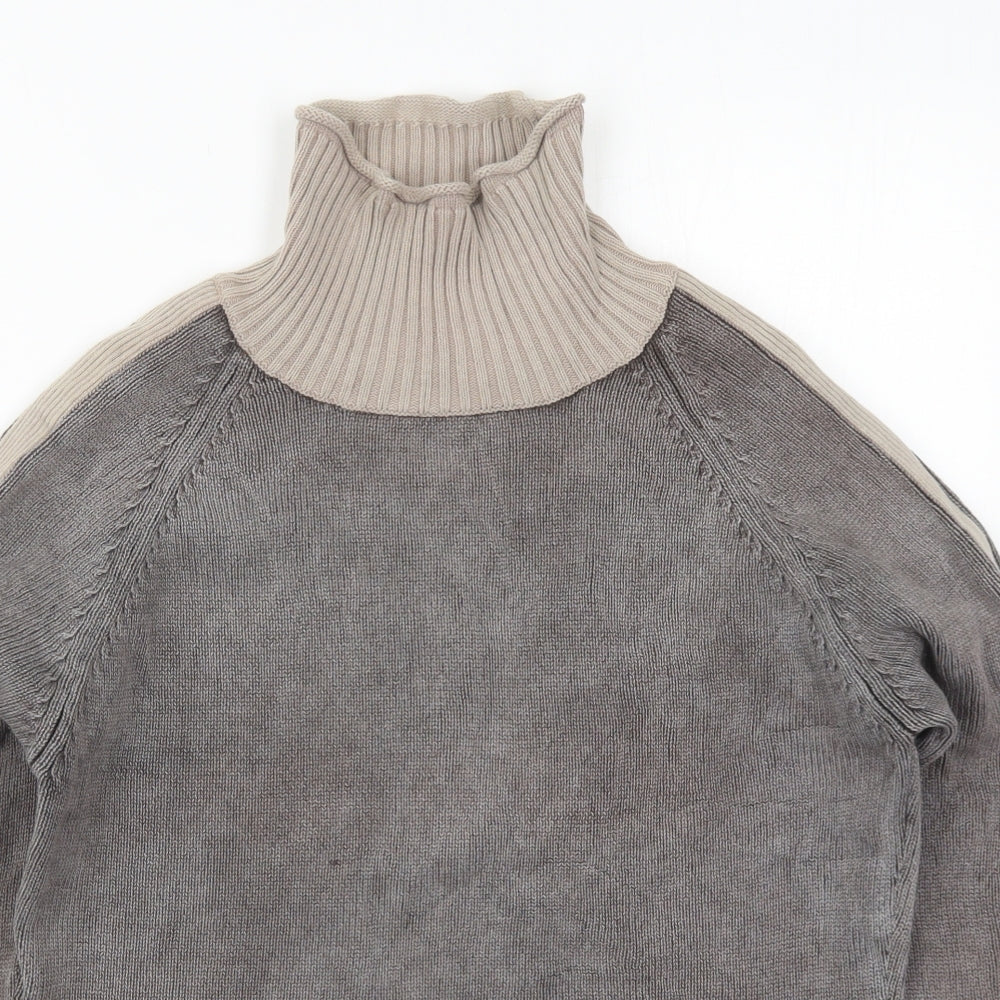 Fat Face Womens Grey High Neck  Cotton Pullover Jumper Size 12
