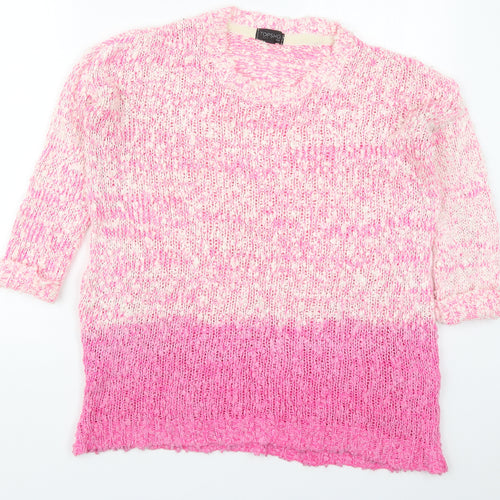 Topshop Womens Pink Round Neck  Acrylic Pullover Jumper Size 8