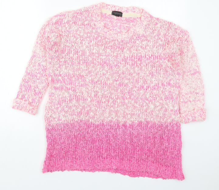 Topshop Womens Pink Round Neck  Acrylic Pullover Jumper Size 8