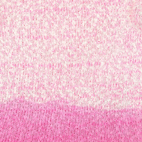 Topshop Womens Pink Round Neck  Acrylic Pullover Jumper Size 8