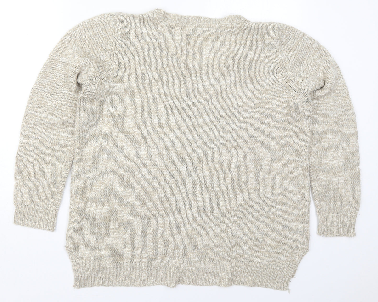 F&F Womens Beige Round Neck  Acrylic Pullover Jumper Size 16   - Fox