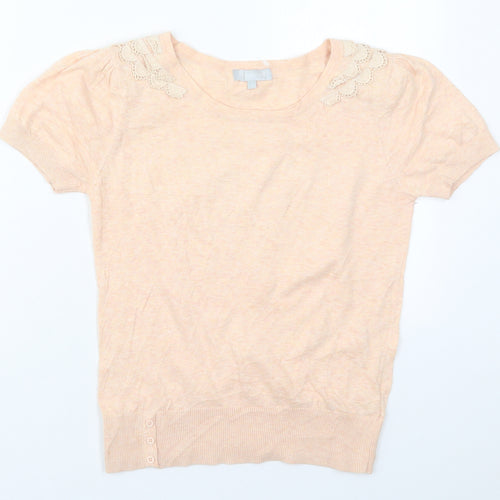 Red Herring Womens Pink Round Neck  Cotton Pullover Jumper Size 12