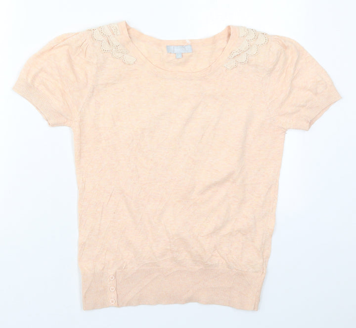 Red Herring Womens Pink Round Neck Cotton Pullover Jumper Size 12