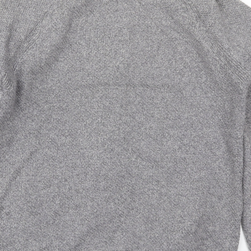 Marks and Spencer Mens Grey Mock Neck  Cotton Full Zip Jumper Size S