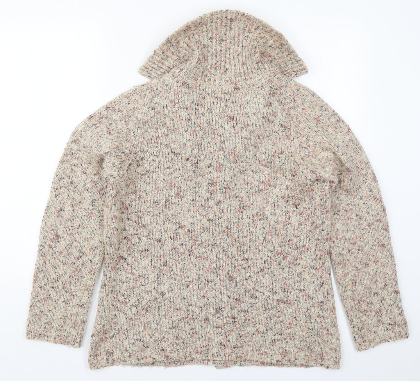 BHS Womens Beige Collared  Acrylic Cardigan Jumper Size 14