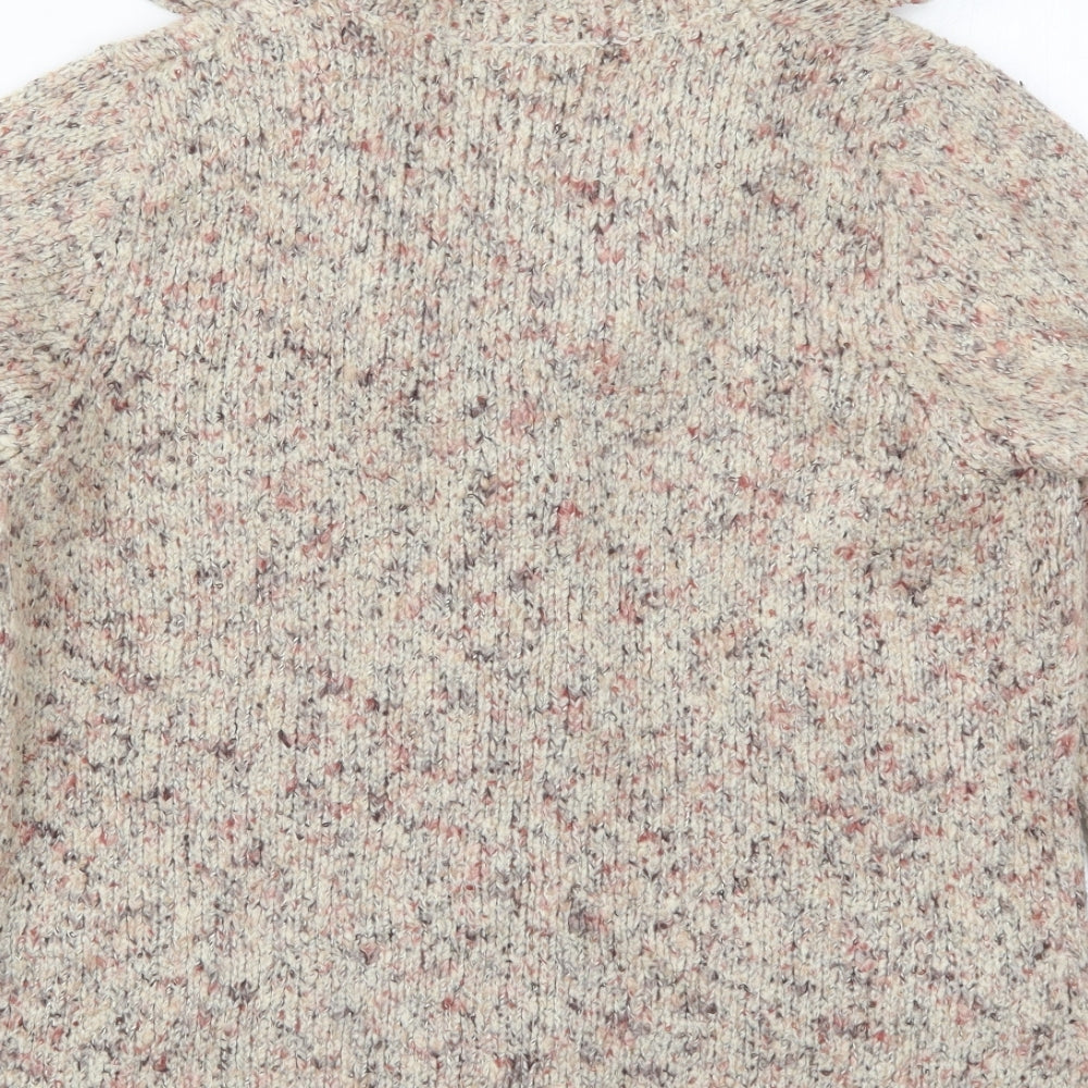 BHS Womens Beige Collared  Acrylic Cardigan Jumper Size 14