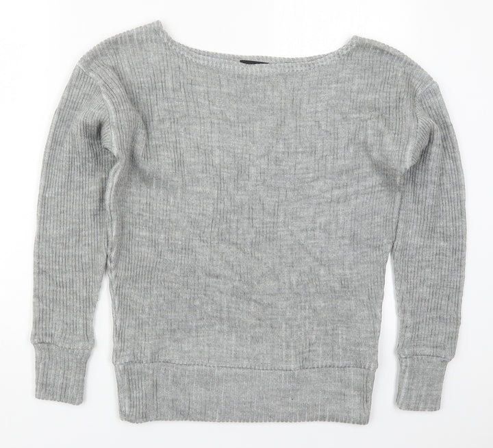 PRETTYLITTLETHING Womens Grey  Acrylic Pullover Sweatshirt Size S  Pullover