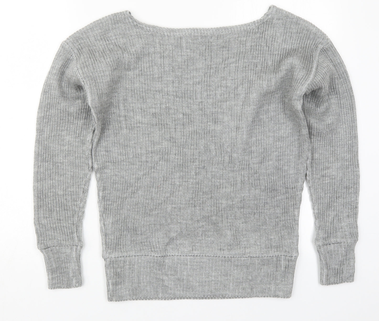 PRETTYLITTLETHING Womens Grey  Acrylic Pullover Sweatshirt Size S  Pullover
