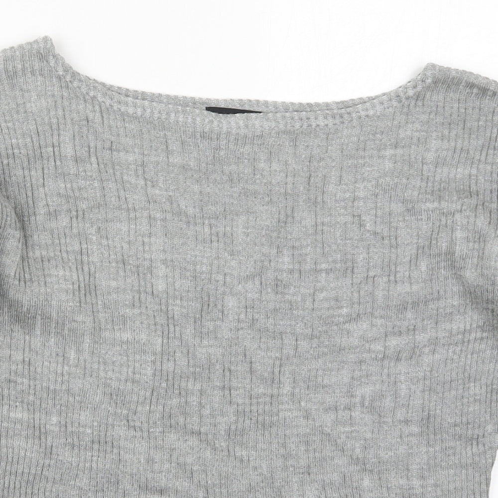 PRETTYLITTLETHING Womens Grey  Acrylic Pullover Sweatshirt Size S  Pullover