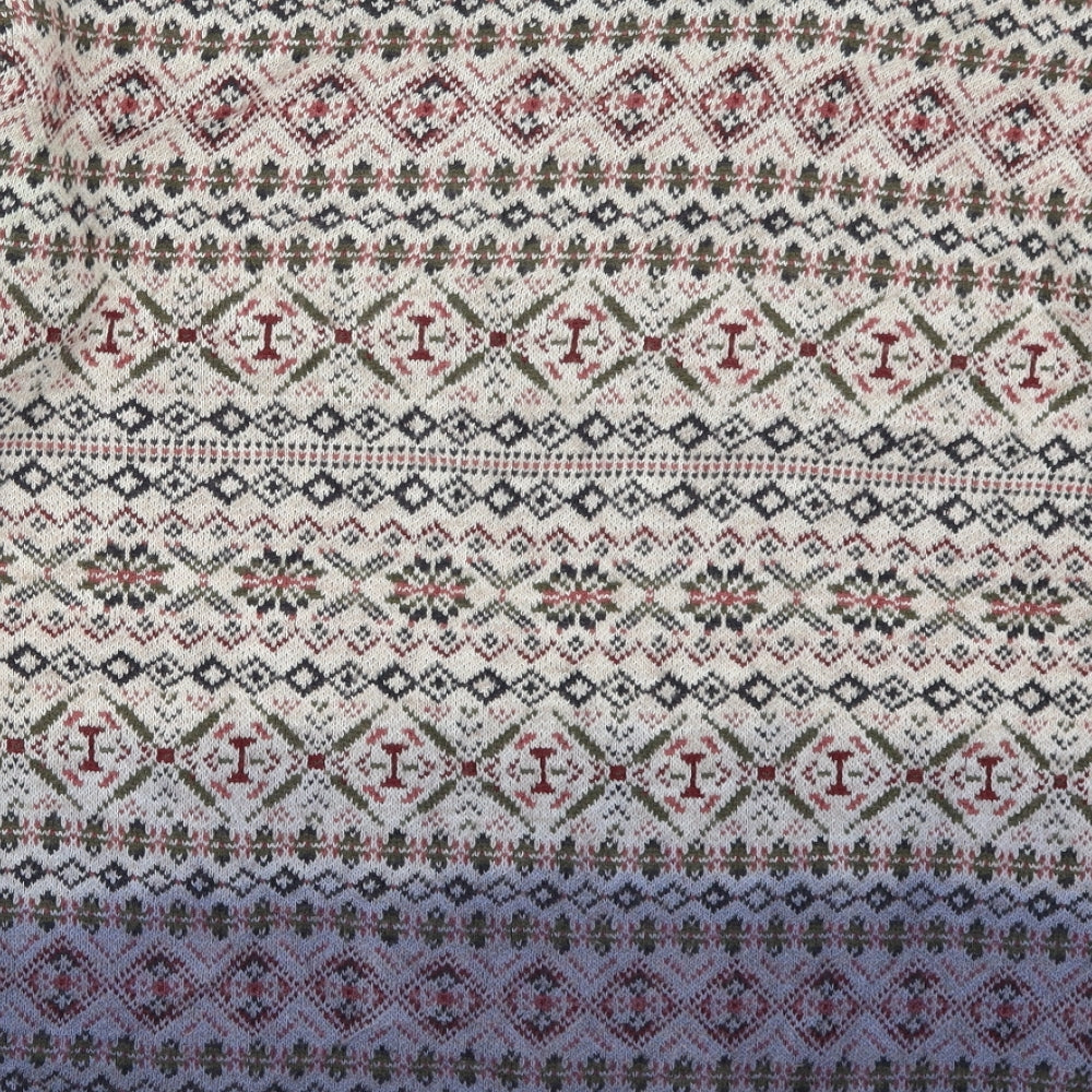 Sparkle & Fade Womens Beige Round Neck Geometric Acrylic Pullover Jumper Size S   - Blue