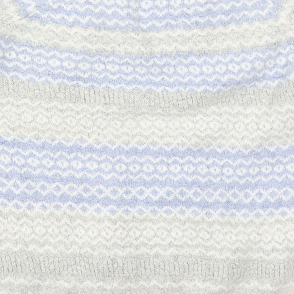 Mantaray Womens Grey Round Neck Striped Acrylic Pullover Jumper Size 12   - Blue