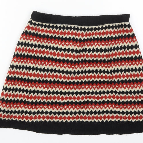 Preworn Womens Red Geometric Acrylic A-Line Skirt Size 26 in