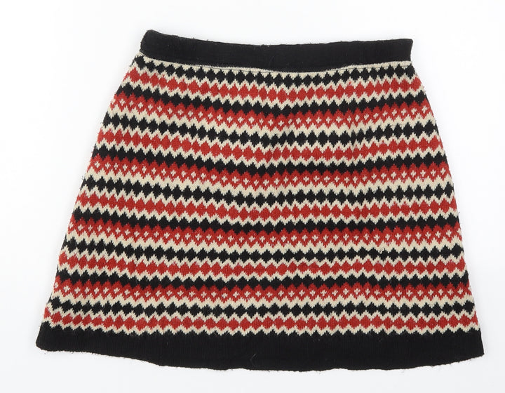 Preworn Womens Red Geometric Acrylic A-Line Skirt Size 26 in