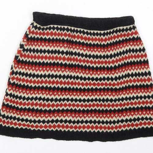 Preworn Womens Red Geometric Acrylic A-Line Skirt Size 26 in